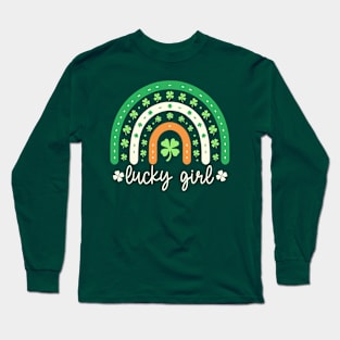 St. Patrick's Day Rainbow Tee - Lucky Girl Long Sleeve T-Shirt